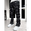 High Street Distressed Flared Denim Jeans